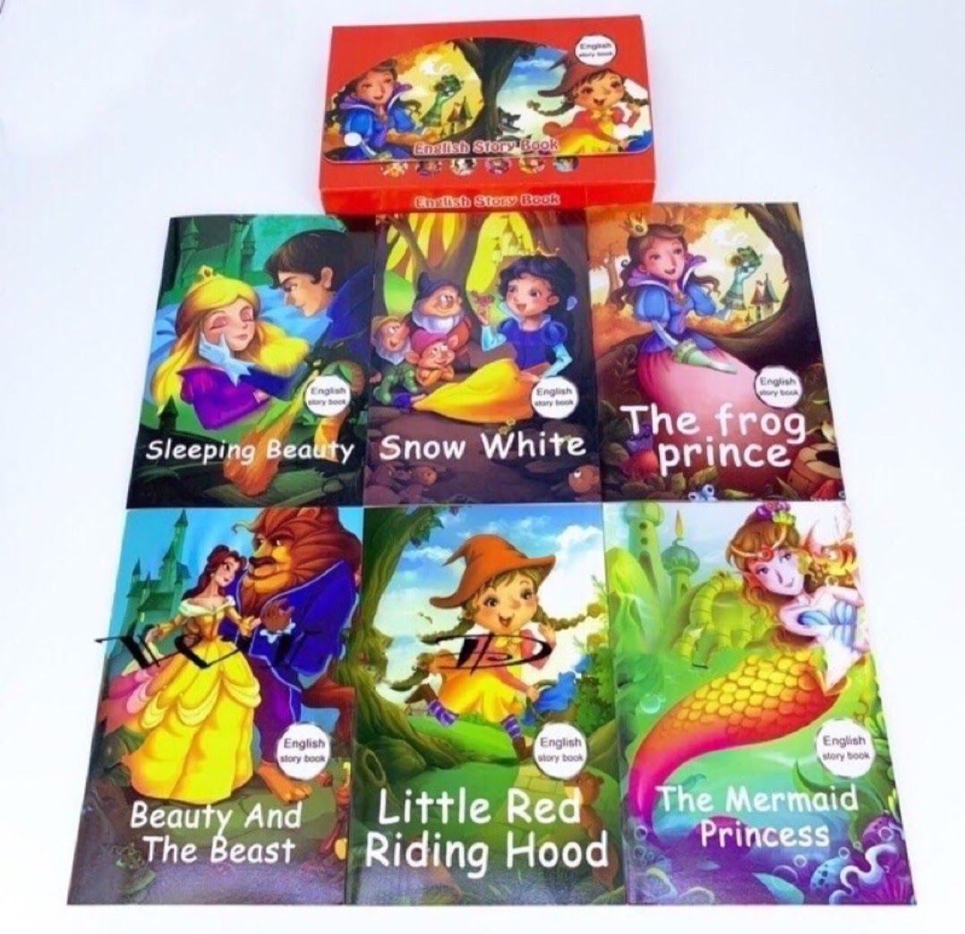 6pcs English Kids Bedtime Storybooks Set – Illustrated Fairy Tales & Moral Stories for Ages 3–8