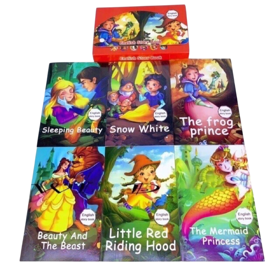 6pcs English Kids Bedtime Storybooks Set – Illustrated Fairy Tales & Moral Stories for Ages 3–8