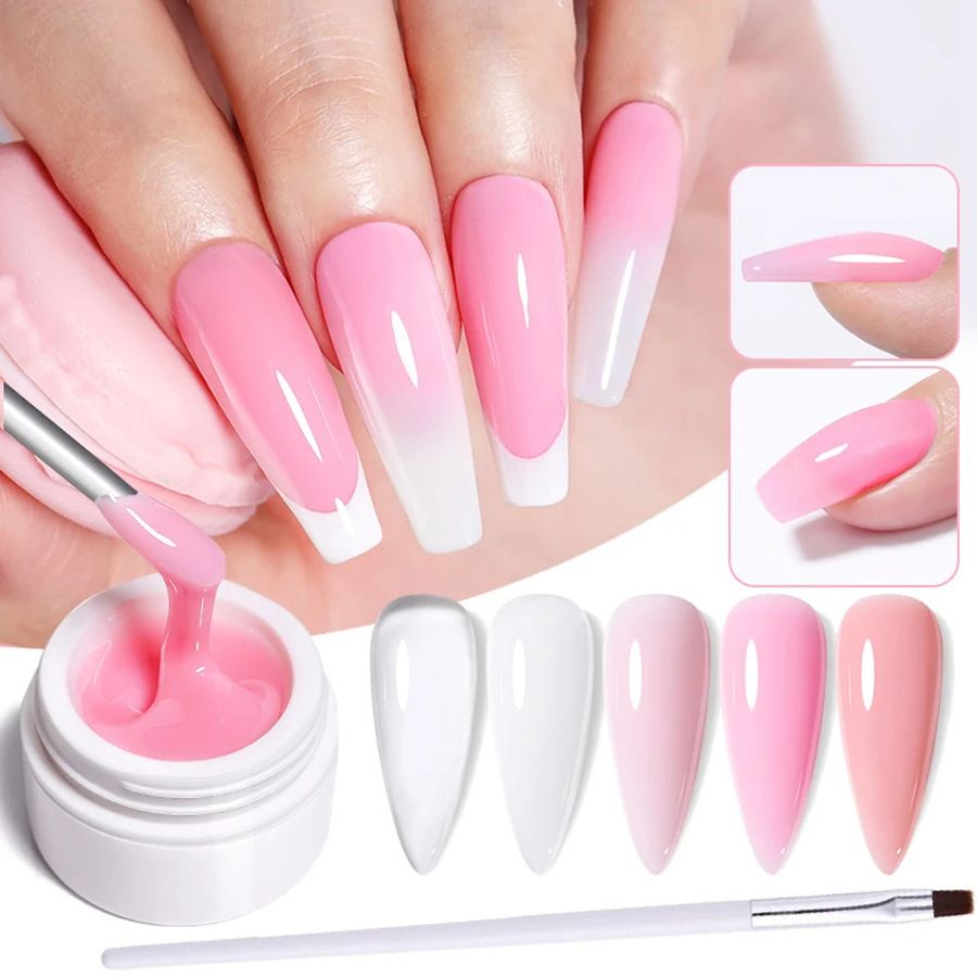 Nail Extension Gel - Soak Off UV Fiber Gel for Nail Extension & Beautiful Nails, Strong, Long-Lasting Nails - Light Pink/Nude Pink - For Home Nail Art & Professional Salon Use in Kenya ✨