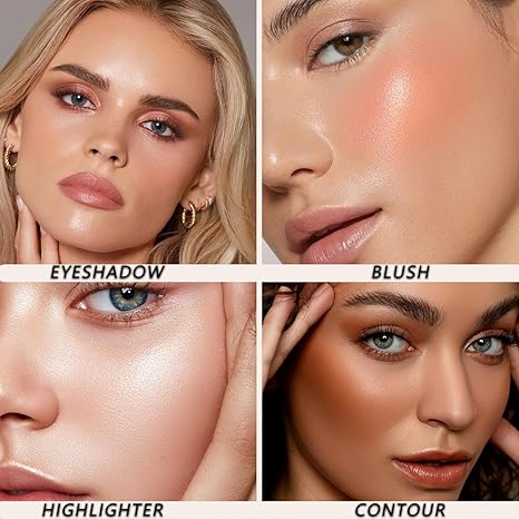 23 Colors Multi-Use Nude Eyeshadow Palette with Dual-Ended Brush, Matte Shimmer Glitter High Pigment Eyeshadow, Can Be Used as Blush Highlighter Contour, Long-Lasting Waterproof Blend Eye Makeup Kit