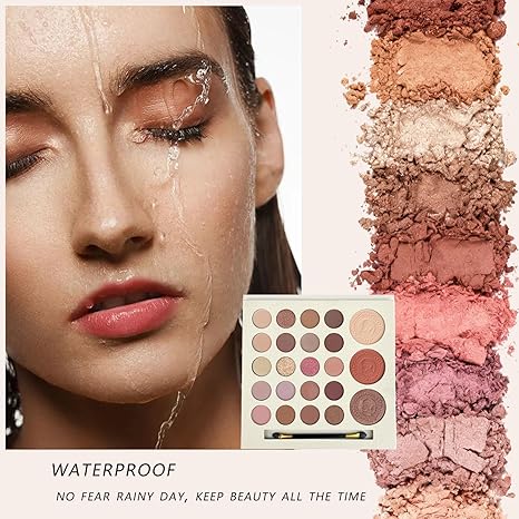 23 Colors Multi-Use Nude Eyeshadow Palette with Dual-Ended Brush, Matte Shimmer Glitter High Pigment Eyeshadow, Can Be Used as Blush Highlighter Contour, Long-Lasting Waterproof Blend Eye Makeup Kit