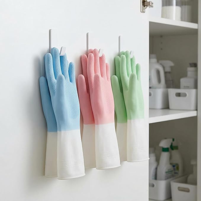 3 Pairs Rubber Gloves Reusable for Dishwashing Cleaning Grippy Latex Dish Washing Gloves Gloves Water Resistant Household