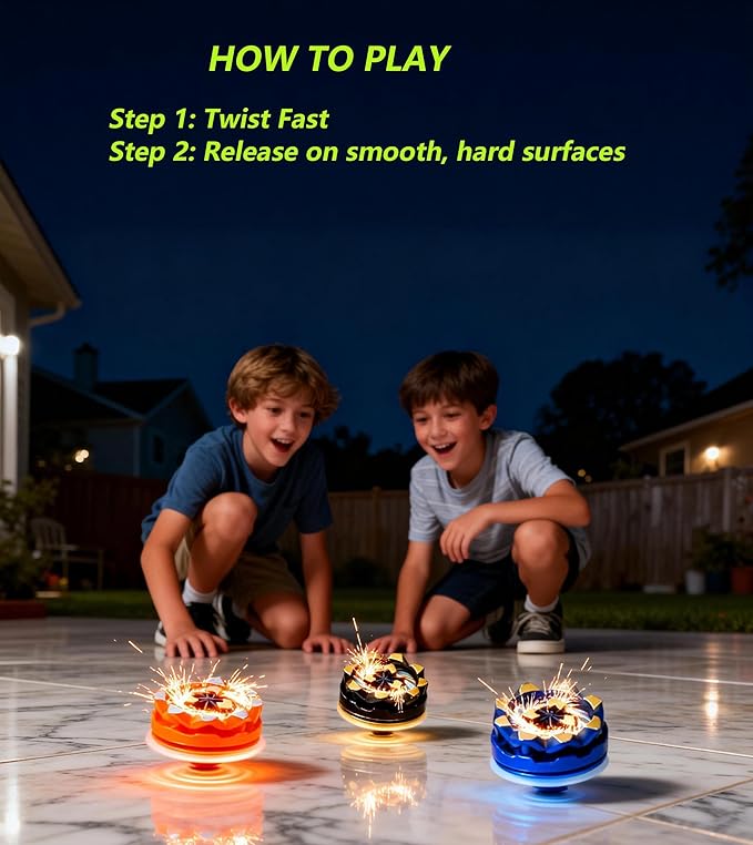 Light-Up Spark Spinning Top, Bey-Style Battle Toy with Firework Effect, Stress Relief Sensory Fidget Toy for Boys & Girls, Classroom Rewards & Party Favors