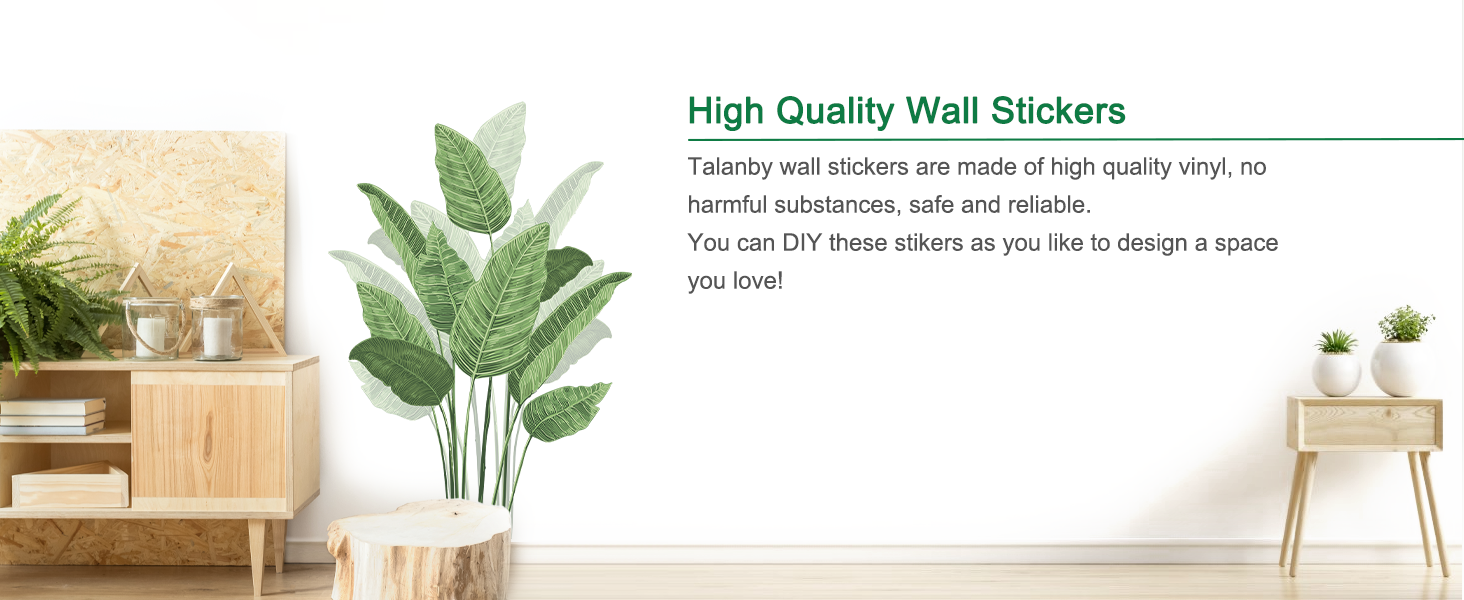 3 pieces 3D Botanical Wall Decals, Peel and Stick Large Wall Stickers of Potted Plants for Living Room, Bedroom, Home Decor, Removable Wall Art