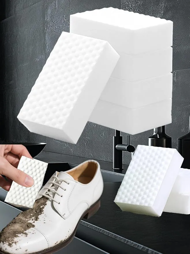 3Pcs High-Density Premium Thick Melamine Magic Cleaning Sponge, Polka Dot Compressed Magic Eraser for Kitchen, Bathroom, Car, Furniture, Leather & Stainless Steel, Easy Clean with Water, Size 10*7*3cm