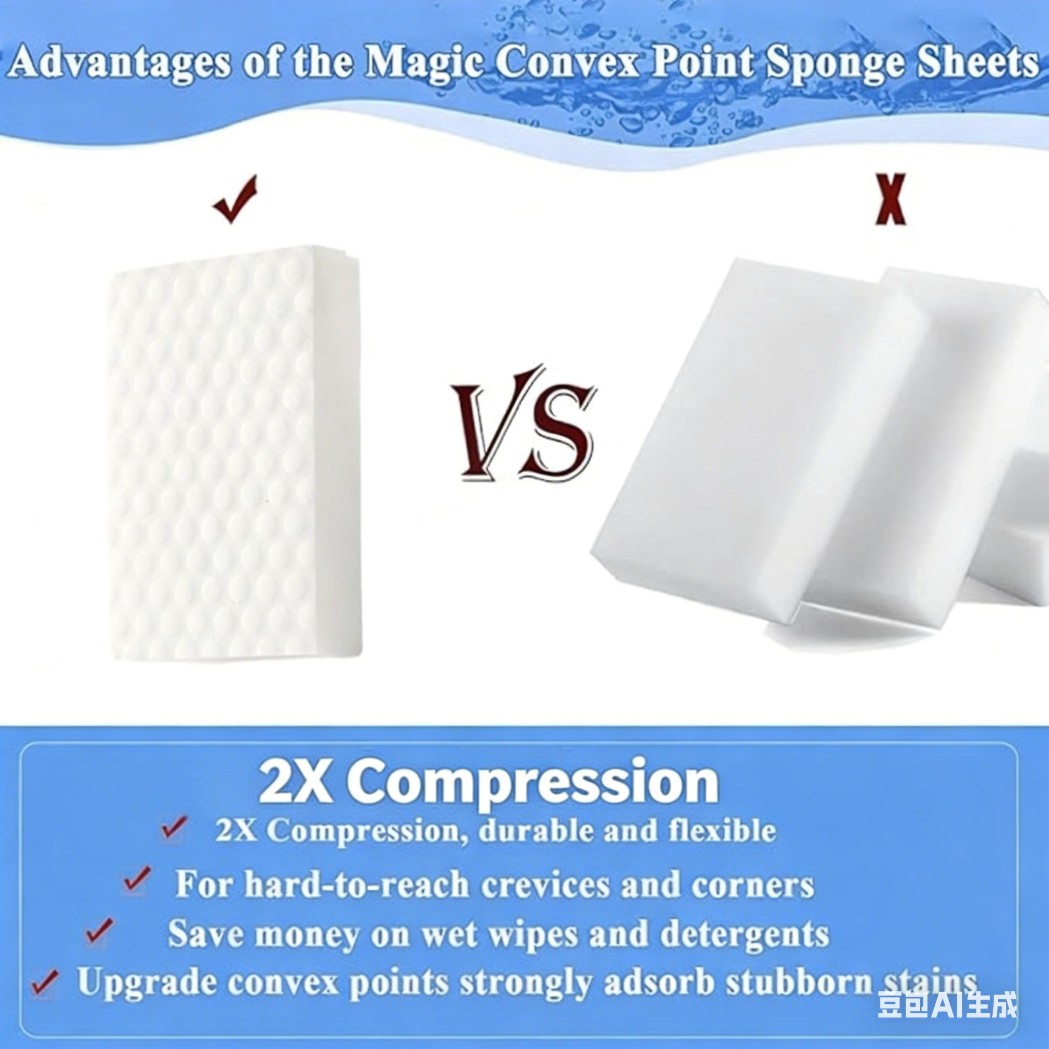 3Pcs High-Density Premium Thick Melamine Magic Cleaning Sponge, Polka Dot Compressed Magic Eraser for Kitchen, Bathroom, Car, Furniture, Leather & Stainless Steel, Easy Clean with Water, Size 10*7*3cm