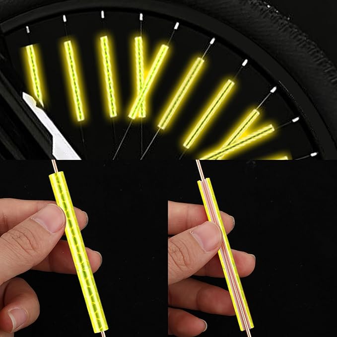 12Pcs Bicycle Spoke Reflectors, 360° Visibility Bike Warning Spoke Lights Covers, Easy Install Wheel Reflective Clips for Mountain Road Folding Kids Bike Wheelchair Motorcycle Safety Accessories