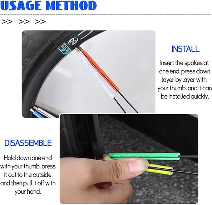 12Pcs Bicycle Spoke Reflectors, 360° Visibility Bike Warning Spoke Lights Covers, Easy Install Wheel Reflective Clips for Mountain Road Folding Kids Bike Wheelchair Motorcycle Safety Accessories