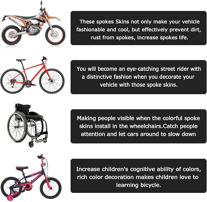 12Pcs Bicycle Spoke Reflectors, 360° Visibility Bike Warning Spoke Lights Covers, Easy Install Wheel Reflective Clips for Mountain Road Folding Kids Bike Wheelchair Motorcycle Safety Accessories