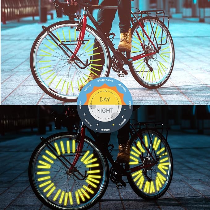 12Pcs Bicycle Spoke Reflectors, 360° Visibility Bike Warning Spoke Lights Covers, Easy Install Wheel Reflective Clips for Mountain Road Folding Kids Bike Wheelchair Motorcycle Safety Accessories
