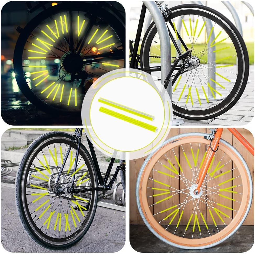 12Pcs Bicycle Spoke Reflectors, 360° Visibility Bike Warning Spoke Lights Covers, Easy Install Wheel Reflective Clips for Mountain Road Folding Kids Bike Wheelchair Motorcycle Safety Accessories