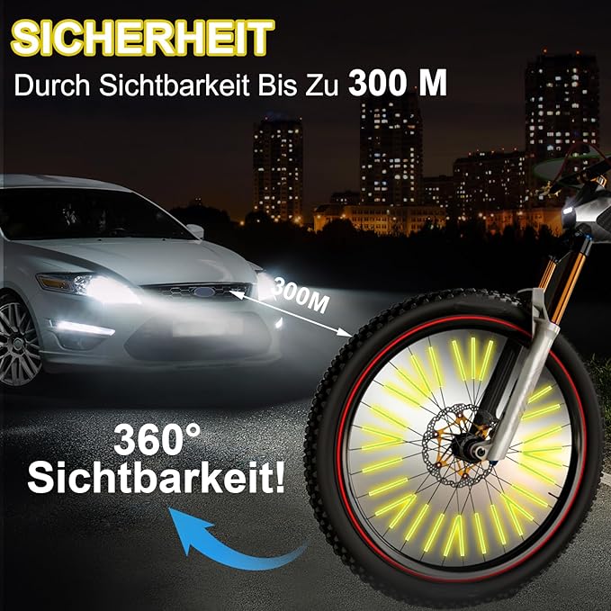 12Pcs Bicycle Spoke Reflectors, 360° Visibility Bike Warning Spoke Lights Covers, Easy Install Wheel Reflective Clips for Mountain Road Folding Kids Bike Wheelchair Motorcycle Safety Accessories
