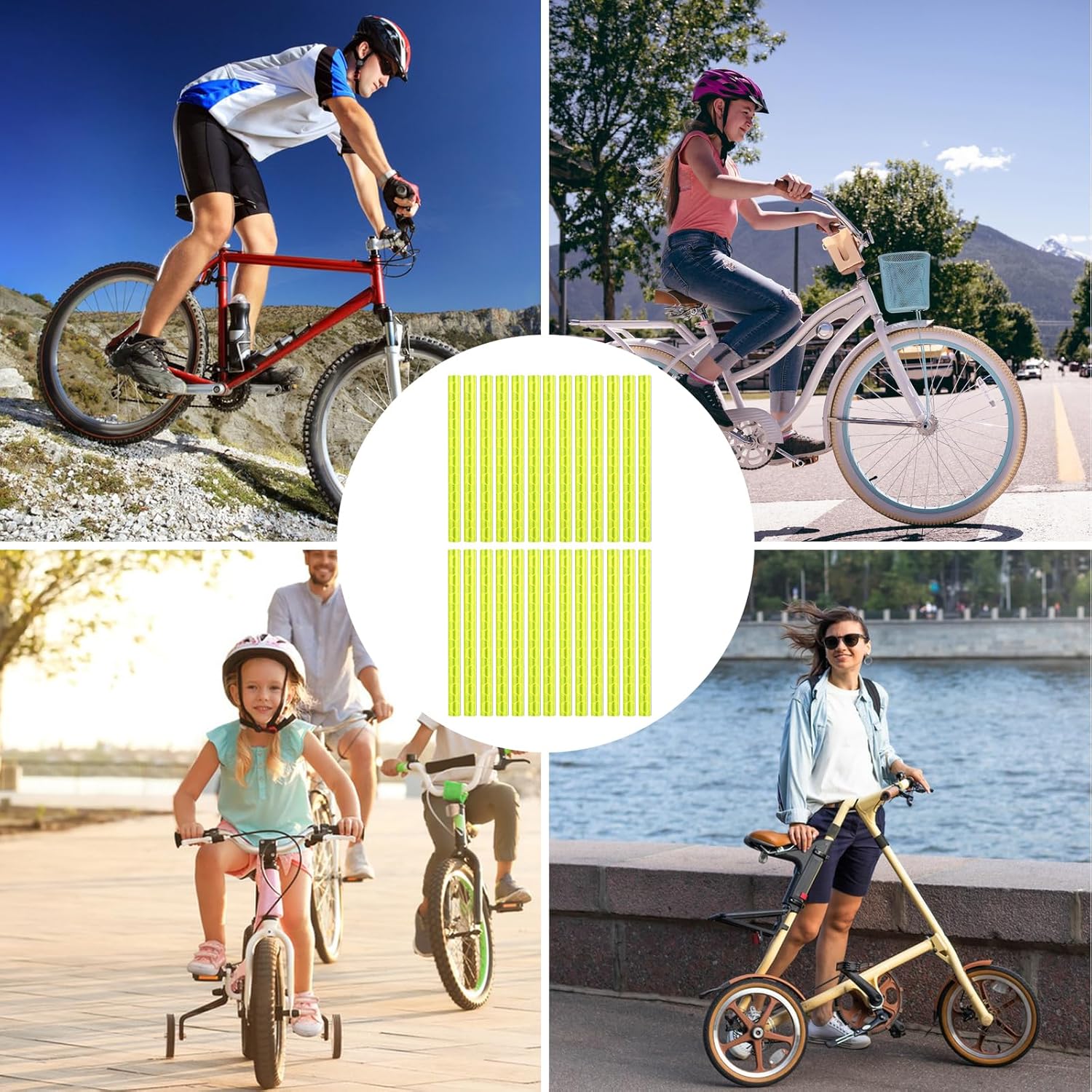12Pcs Bicycle Spoke Reflectors, 360° Visibility Bike Warning Spoke Lights Covers, Easy Install Wheel Reflective Clips for Mountain Road Folding Kids Bike Wheelchair Motorcycle Safety Accessories
