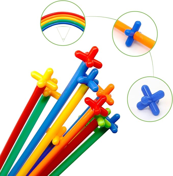 200Pcs Kids Children Toy Building Blocks, Colorful Plastic Straw Constructor STEM Educational Toy, DIY Engineering Construction Set, Toddler Brain Learning Game, Boys Girls Birthday Holiday Gift