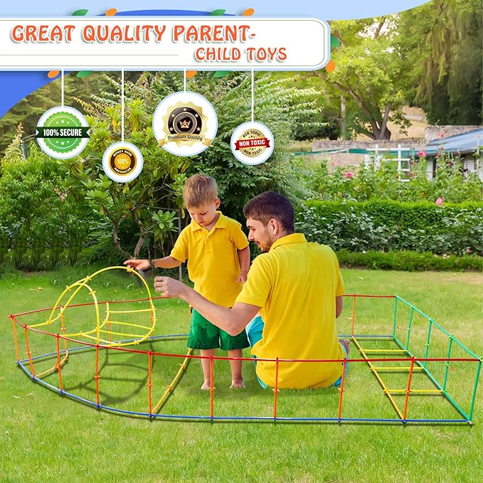 200Pcs Kids Children Toy Building Blocks, Colorful Plastic Straw Constructor STEM Educational Toy, DIY Engineering Construction Set, Toddler Brain Learning Game, Boys Girls Birthday Holiday Gift