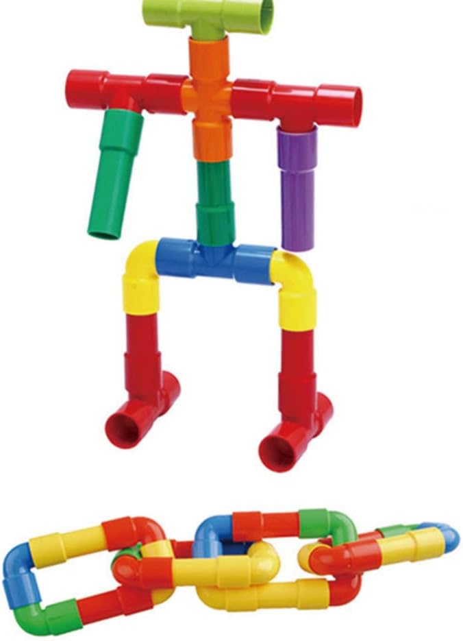 150Pcs Kids Children Toy Building Blocks, STEM Colorful Tube Pipe Construction Blocks, Educational Brain Building Toy Kit for Toddlers Preschool, Construction Blocks Toy for 3-8 Years Old Boys Girls