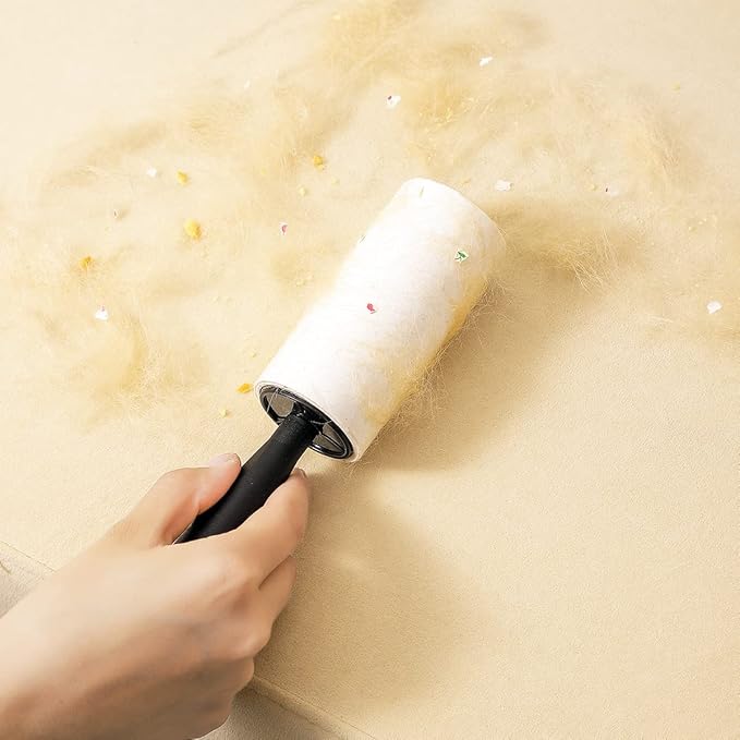 120 Sheets Lint Roller Pet Hair Remover Sticky Brush, Removable Paper Extra Sticky Lint Remover, Cleaner for Clothes Furniture Car Seat(1 handle + 2 refill rolls)