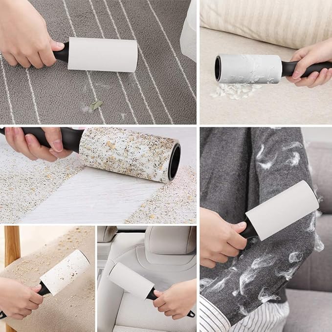 120 Sheets Lint Roller Pet Hair Remover Sticky Brush, Removable Paper Extra Sticky Lint Remover, Cleaner for Clothes Furniture Car Seat(1 handle + 2 refill rolls)