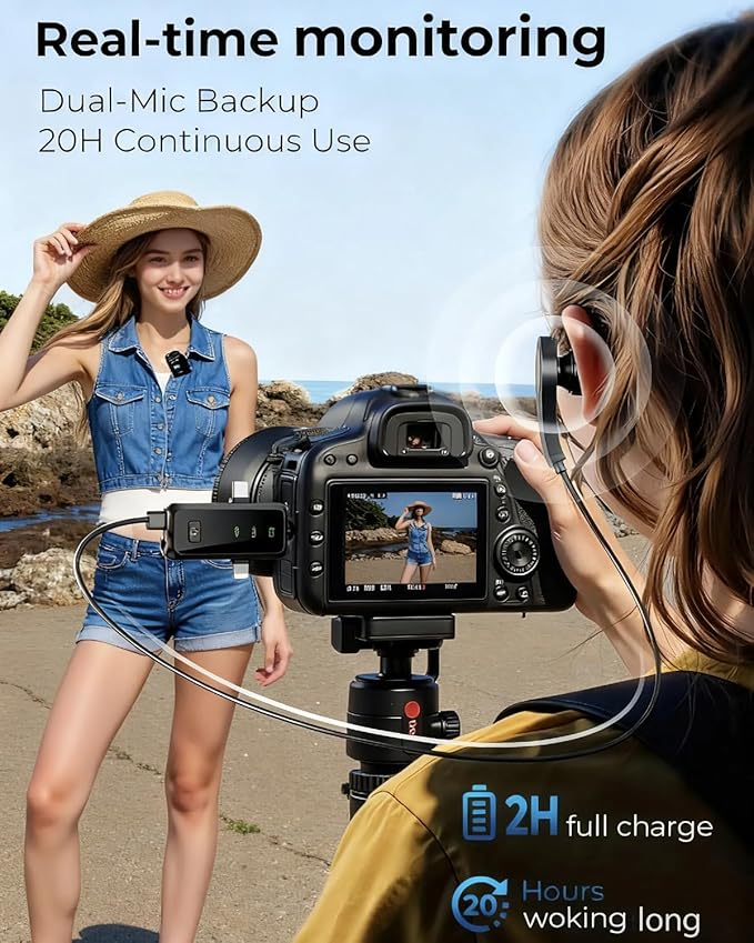 3 in 1 Wireless  Microphone, Noise Cancellation Wireless Mic for Youtubers, Video Recording, Facebook, Compatible with Type-C Android/iPhone/Cameras/Laptop，Wireless Lavalier Microphone