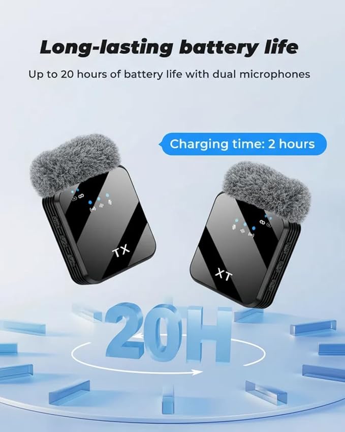 3 in 1 Wireless  Microphone, Noise Cancellation Wireless Mic for Youtubers, Video Recording, Facebook, Compatible with Type-C Android/iPhone/Cameras/Laptop，Wireless Lavalier Microphone