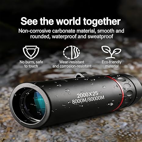 3-Piece Set Professional HD Optical Monocular Telescope, High Clear Pocket Scope, Smartphone Compatible with Phone Clip & Tripod, Outdoor Gear for Hunting, Camping, Watching, Sports & Travel