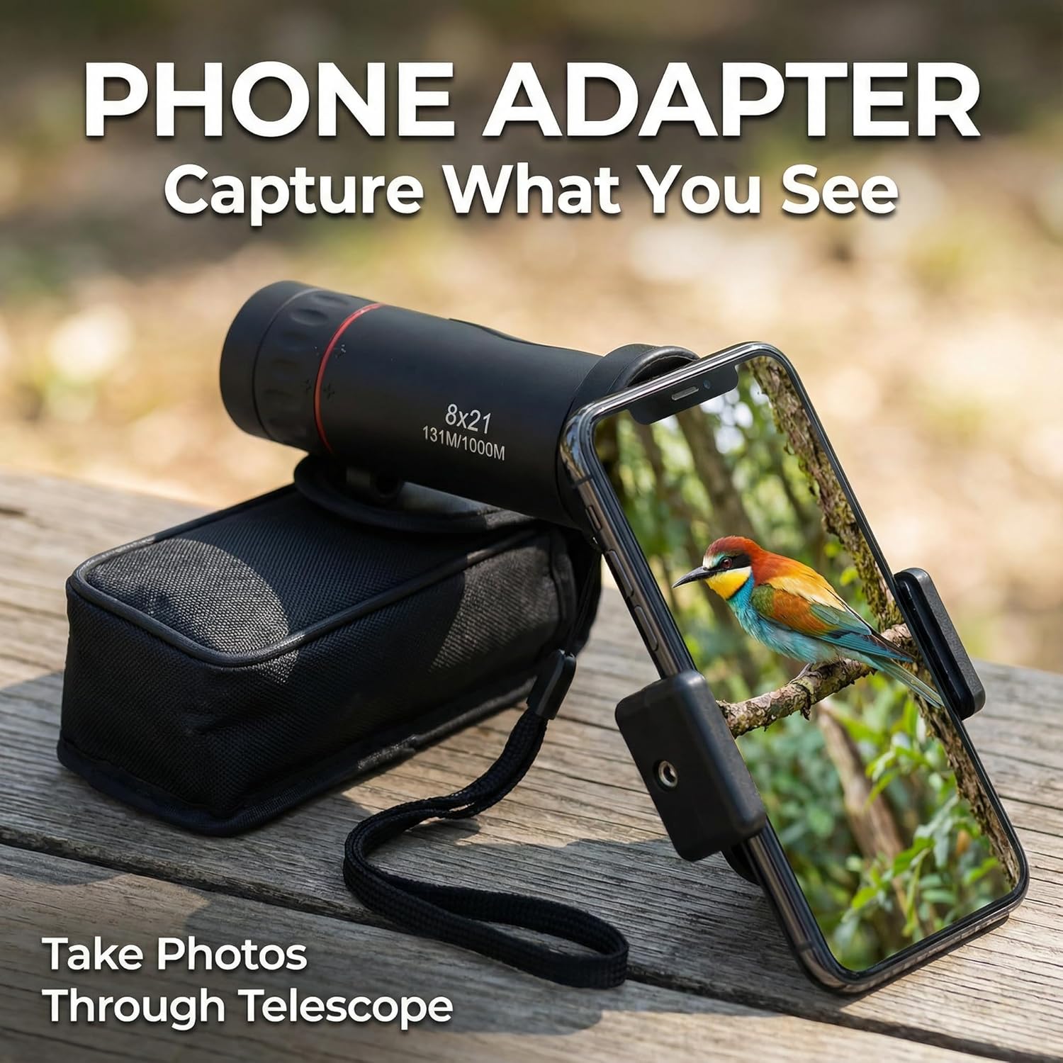 3-Piece Set Professional HD Optical Monocular Telescope, High Clear Pocket Scope, Smartphone Compatible with Phone Clip & Tripod, Outdoor Gear for Hunting, Camping, Watching, Sports & Travel
