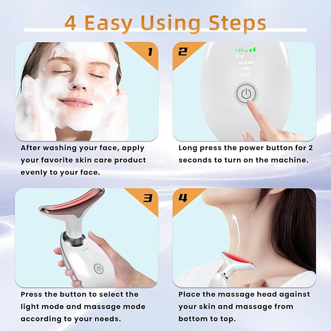 Medical 7‑in‑1 Face Neck Lifting Massager, LED Light Therapy Microcurrent Face Care Product, Anti‑Aging Skin Tightening Beauty Device for Wrinkle Reduction & Double Chin Contouring