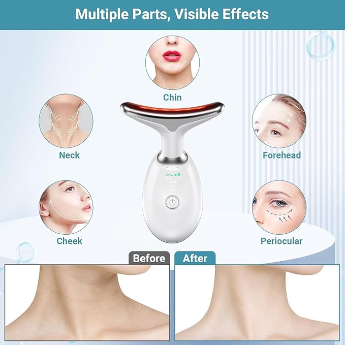 Medical 7‑in‑1 Face Neck Lifting Massager, LED Light Therapy Microcurrent Face Care Product, Anti‑Aging Skin Tightening Beauty Device for Wrinkle Reduction & Double Chin Contouring