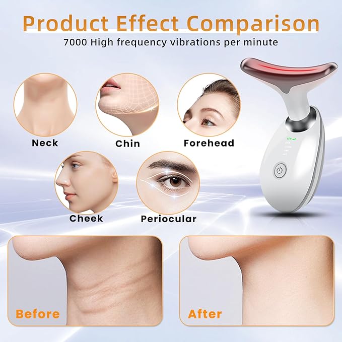 Medical 7‑in‑1 Face Neck Lifting Massager, LED Light Therapy Microcurrent Face Care Product, Anti‑Aging Skin Tightening Beauty Device for Wrinkle Reduction & Double Chin Contouring