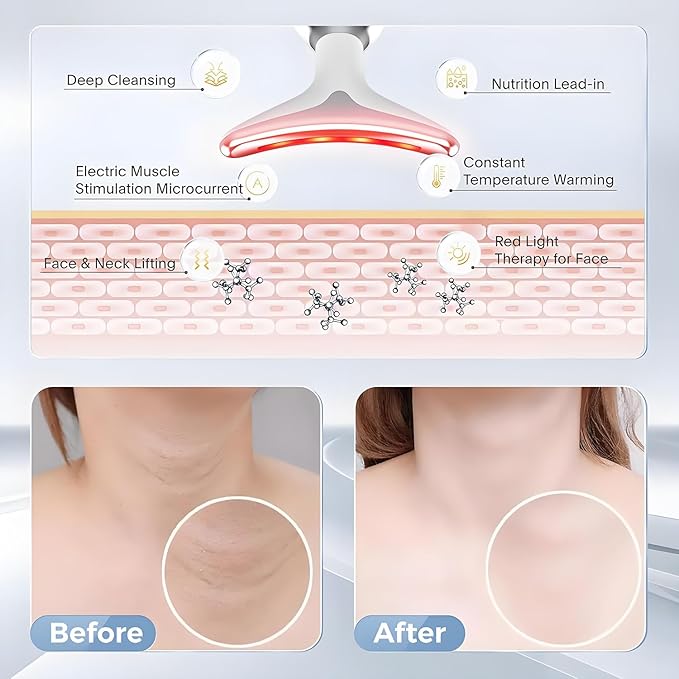 Medical 7‑in‑1 Face Neck Lifting Massager, LED Light Therapy Microcurrent Face Care Product, Anti‑Aging Skin Tightening Beauty Device for Wrinkle Reduction & Double Chin Contouring