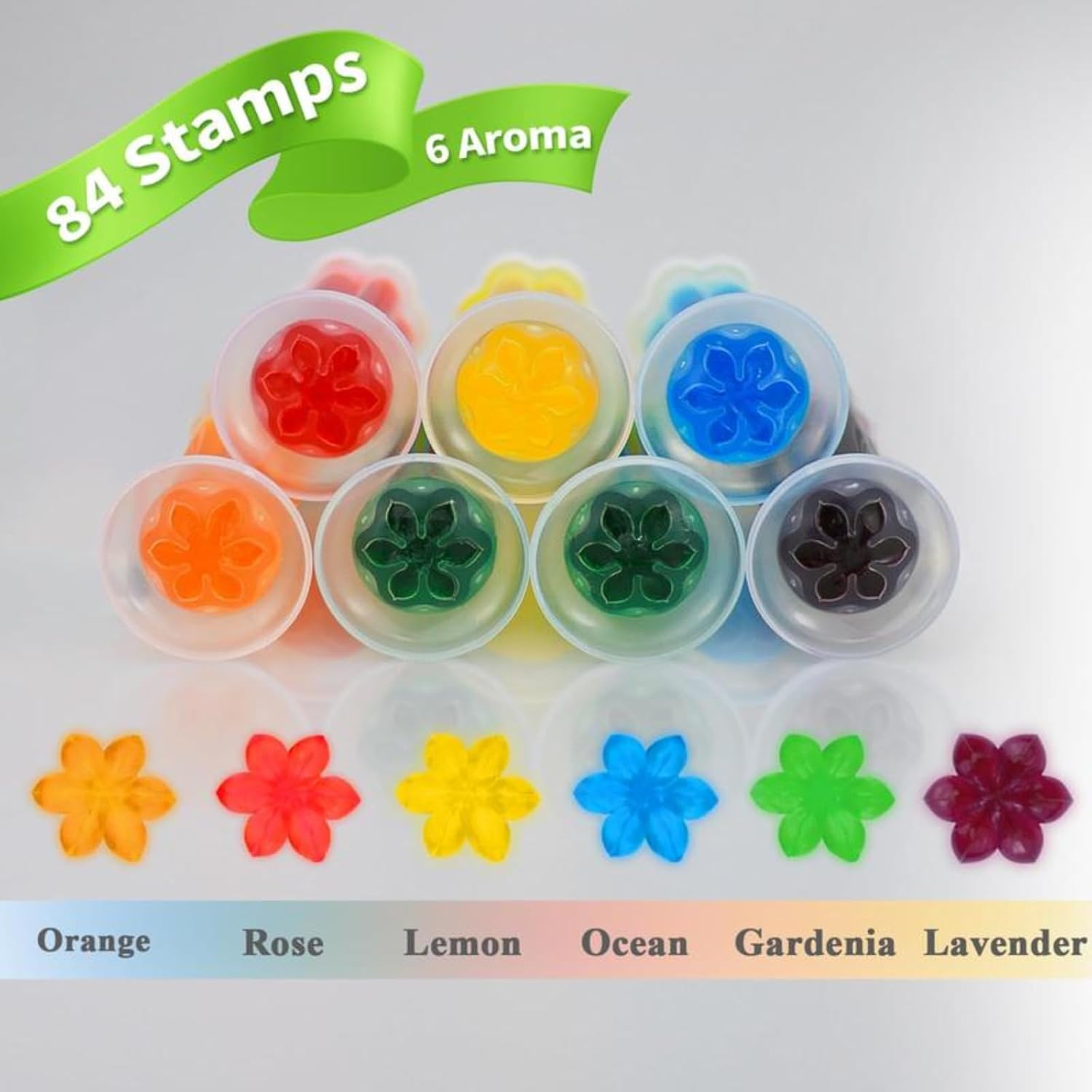 Toilet Bowl Gel Stamps 42Pcs Flower Shaped Toilet Freshener Gel  Long Lasting Bathroom Odor Control Cleaner  3 Mixed Fragrance  Toilet Deodorant Stamp, 3-Month Supply for Home Bathroom