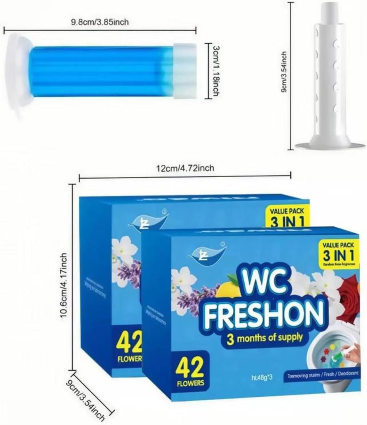 Toilet Bowl Gel Stamps 42Pcs Flower Shaped Toilet Freshener Gel  Long Lasting Bathroom Odor Control Cleaner  3 Mixed Fragrance  Toilet Deodorant Stamp, 3-Month Supply for Home Bathroom