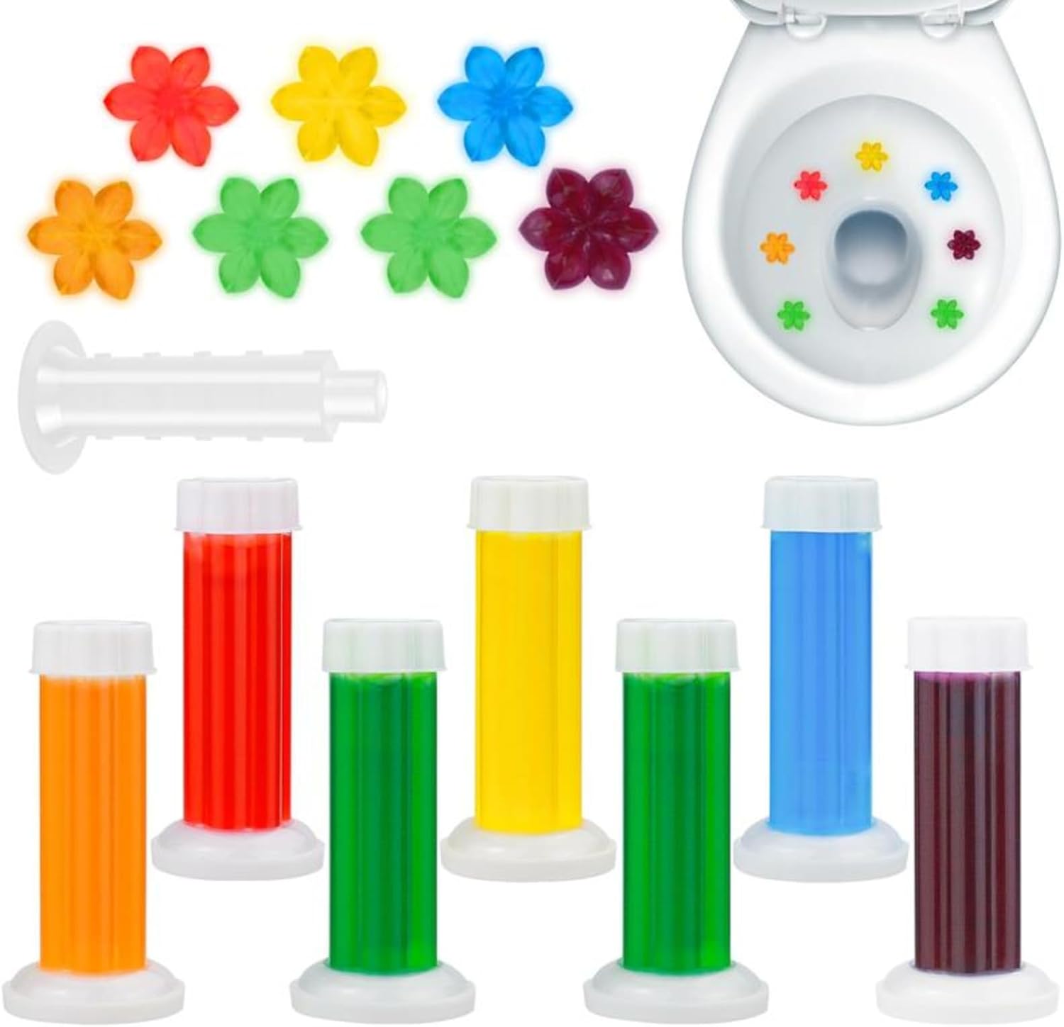 Toilet Bowl Gel Stamps 42Pcs Flower Shaped Toilet Freshener Gel  Long Lasting Bathroom Odor Control Cleaner  3 Mixed Fragrance  Toilet Deodorant Stamp, 3-Month Supply for Home Bathroom