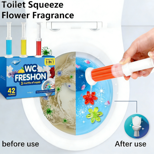 Toilet Bowl Gel Stamps 42Pcs Flower Shaped Toilet Freshener Gel  Long Lasting Bathroom Odor Control Cleaner  3 Mixed Fragrance  Toilet Deodorant Stamp, 3-Month Supply for Home Bathroom