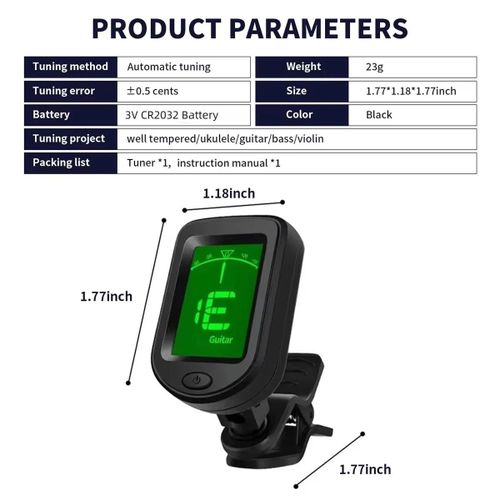 Guitar Tuner Clip-on Chromatic Digital Tuner LED Display Mini Tuner String Instrument Accessories for Guitar Ukulele Violi