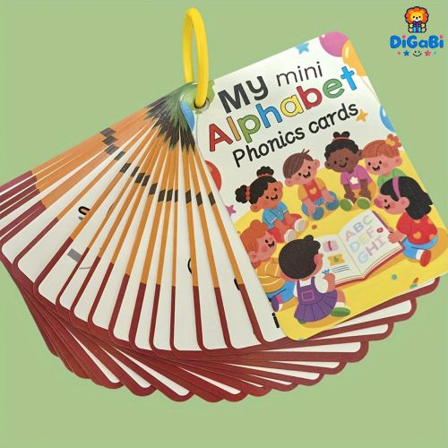 26 Letters Alphabet Phonics Flashcards, Early Enlightenment Cognitive Flash Book for Kids 0-6, Colorful Cartoon Letter Sound Cards, Early Literacy Educational Gift for Toddlers Preschoolers