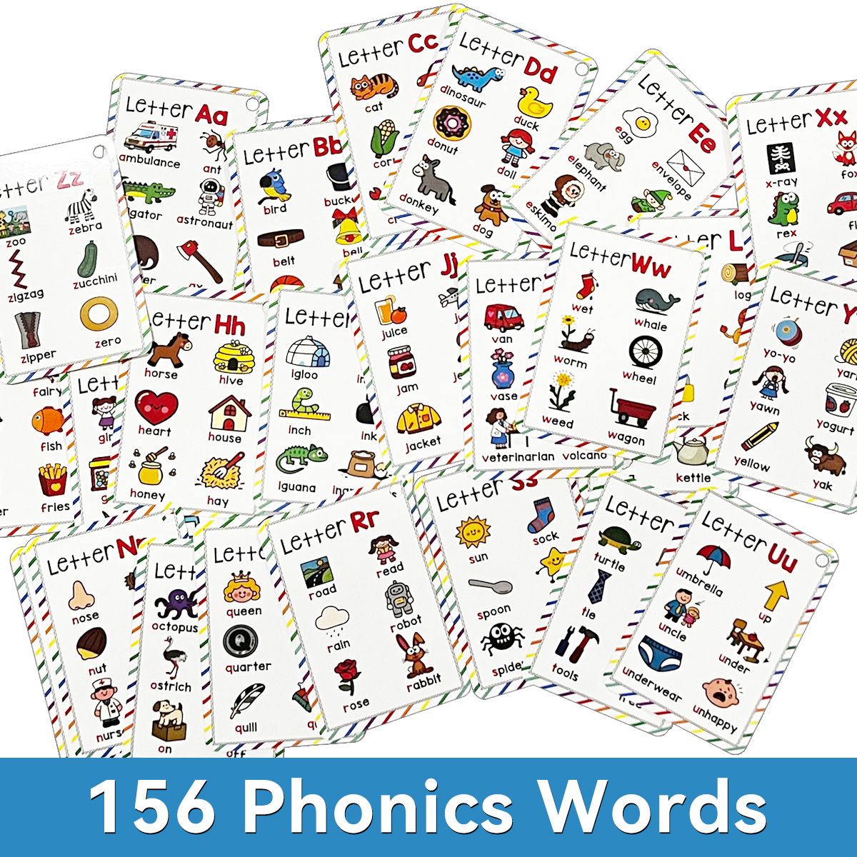 26 Letters Alphabet Phonics Flashcards, Early Enlightenment Cognitive Flash Book for Kids 0-6, Colorful Cartoon Letter Sound Cards, Early Literacy Educational Gift for Toddlers Preschoolers
