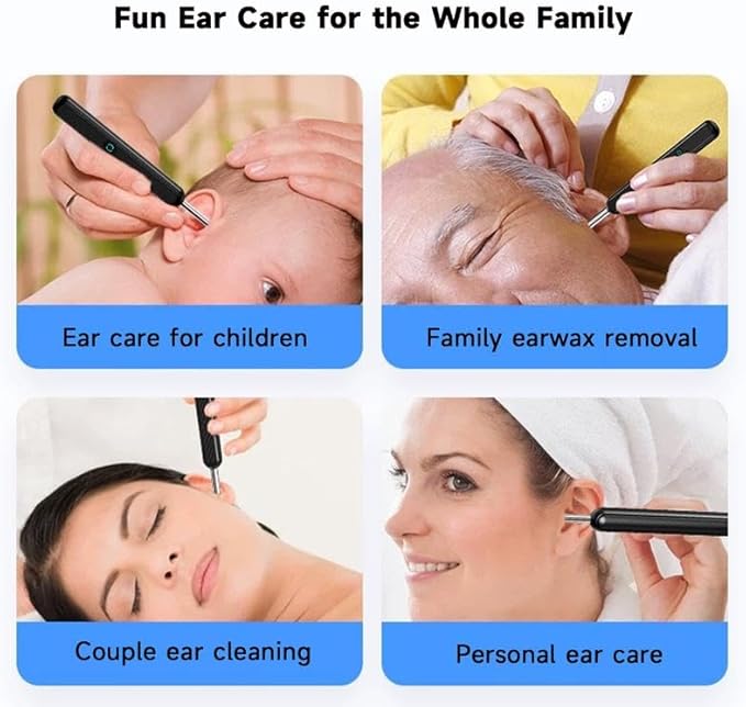 Ear Spoon Ear Scoop, 8+1pcs Visual Ear Scoop Cordless Cleaning Endoscope HD Ear Pickers Rechargeable Wireless Smart Visual Ear Cleaner Wax Removal Device with Camera 1296P Ear Sticks WIFI Connection
