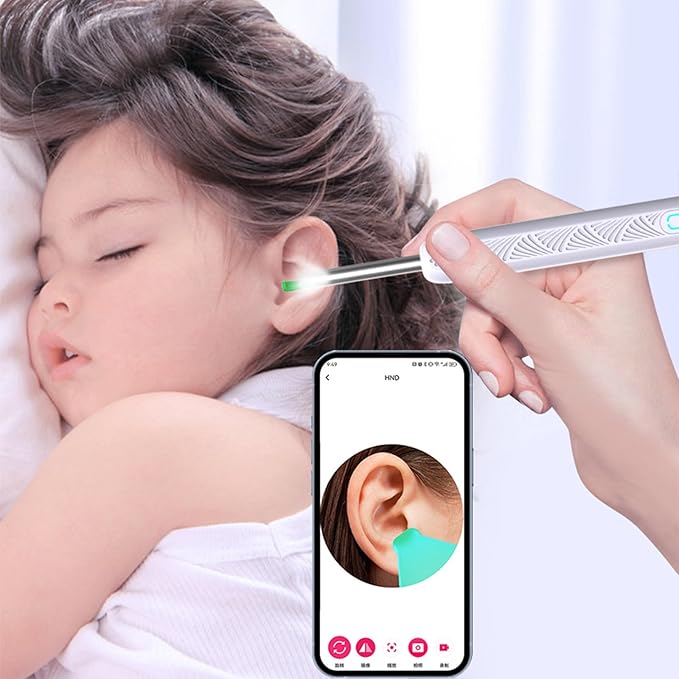 Ear Spoon Ear Scoop, 8+1pcs Visual Ear Scoop Cordless Cleaning Endoscope HD Ear Pickers Rechargeable Wireless Smart Visual Ear Cleaner Wax Removal Device with Camera 1296P Ear Sticks WIFI Connection