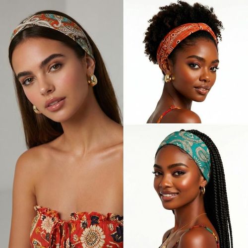 Headbands, Extra Thick Stretchy Non-Slip Workout Hair Bands, 3 Pack Twisted Turban Headscarf & Head Wraps Set + Bonus Earrings, Women Hair Accessory