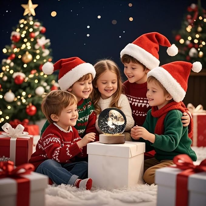 Luminous Crystal Ball LED Night Light Astronaut 3D Moon Table Lamp USB Bedroom Atmosphere Lamp, Home Decor Desktop Ornament, Kids Toy for Birthday Kid Gift