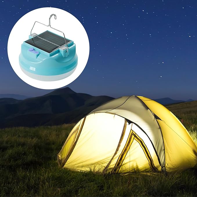 Solar Camping Light, 4800mAh Emergency Camping Light, Portable Indoor/Outdoor Waterproof Super Bright Housing, Built-in Power Bank for Phone Charging Waterproof LED Solar Bulb with Hanging Hook