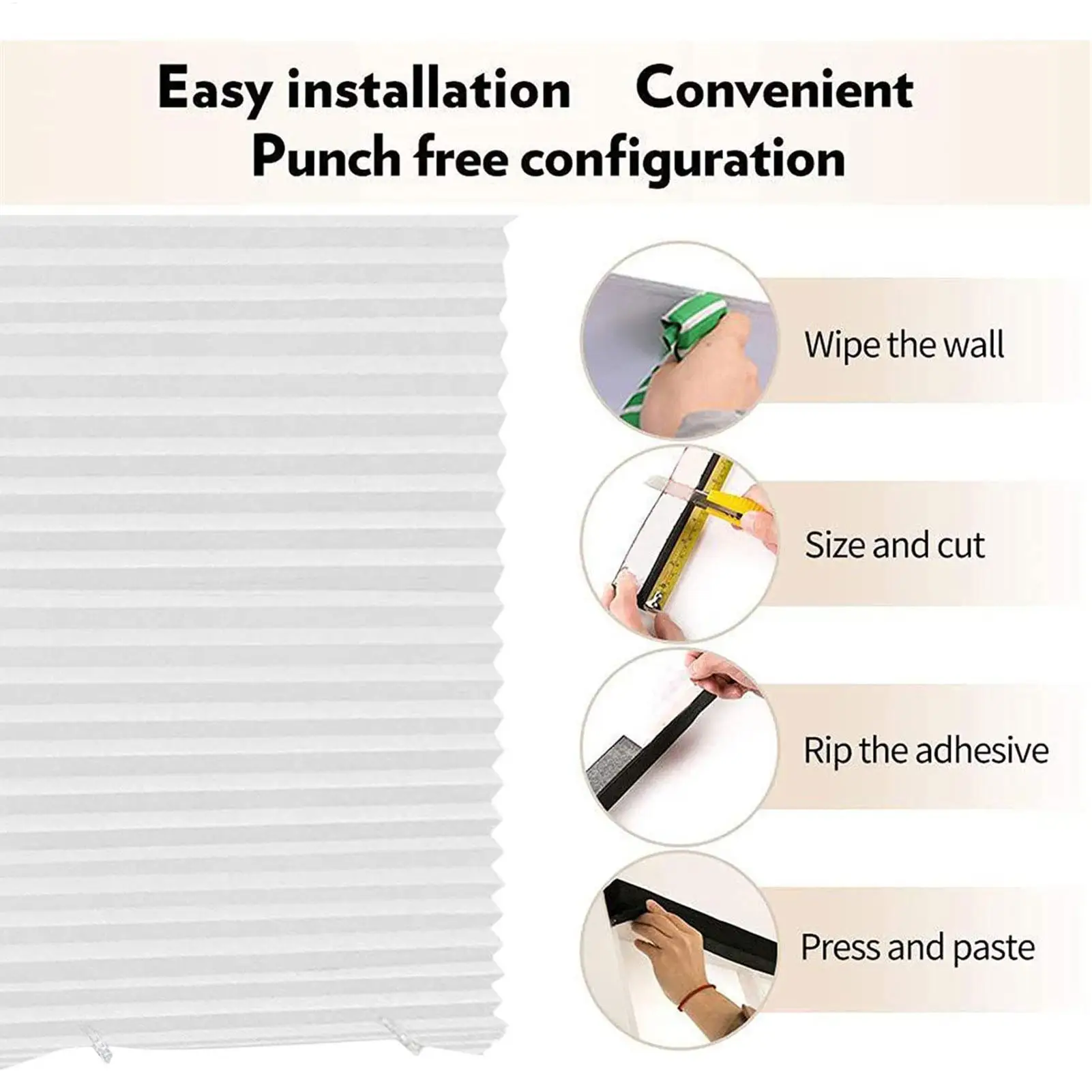 curtain,Stick On Blinds for Windows, No Drill Blinds, No Drilling Door Blinds, Light Filtering Pleated Waterproof Paper Blinds and Shades, Clip On Waterproof Blinds for Kitchen Patio Bathroom