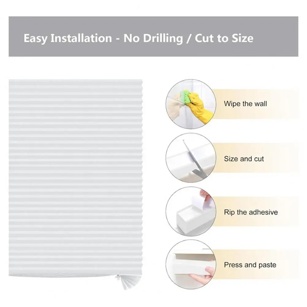 curtain,Stick On Blinds for Windows, No Drill Blinds, No Drilling Door Blinds, Light Filtering Pleated Waterproof Paper Blinds and Shades, Clip On Waterproof Blinds for Kitchen Patio Bathroom