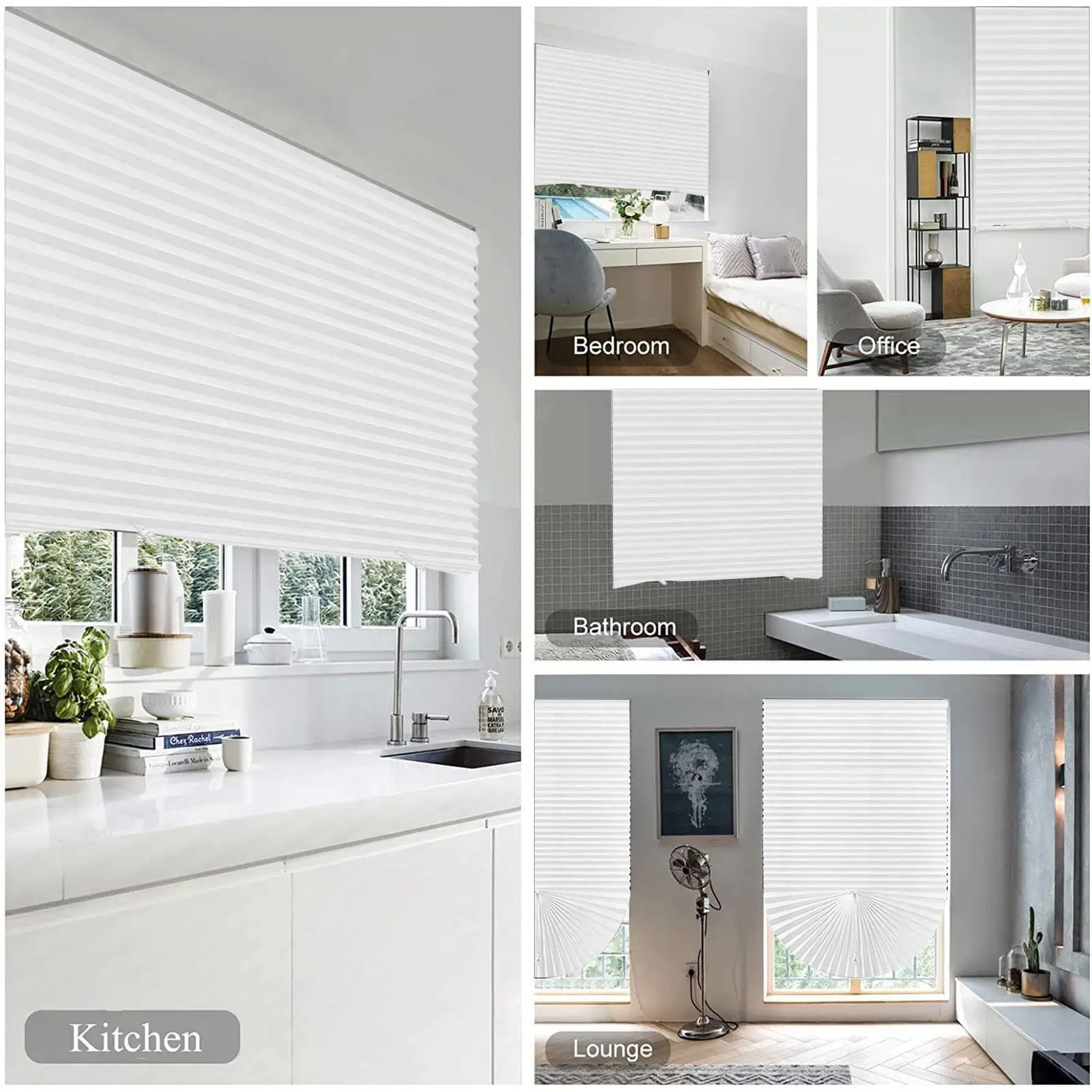 curtain,Stick On Blinds for Windows, No Drill Blinds, No Drilling Door Blinds, Light Filtering Pleated Waterproof Paper Blinds and Shades, Clip On Waterproof Blinds for Kitchen Patio Bathroom