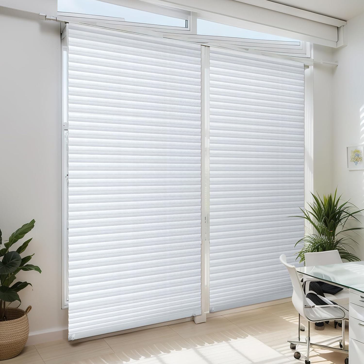 curtain,Stick On Blinds for Windows, No Drill Blinds, No Drilling Door Blinds, Light Filtering Pleated Waterproof Paper Blinds and Shades, Clip On Waterproof Blinds for Kitchen Patio Bathroom