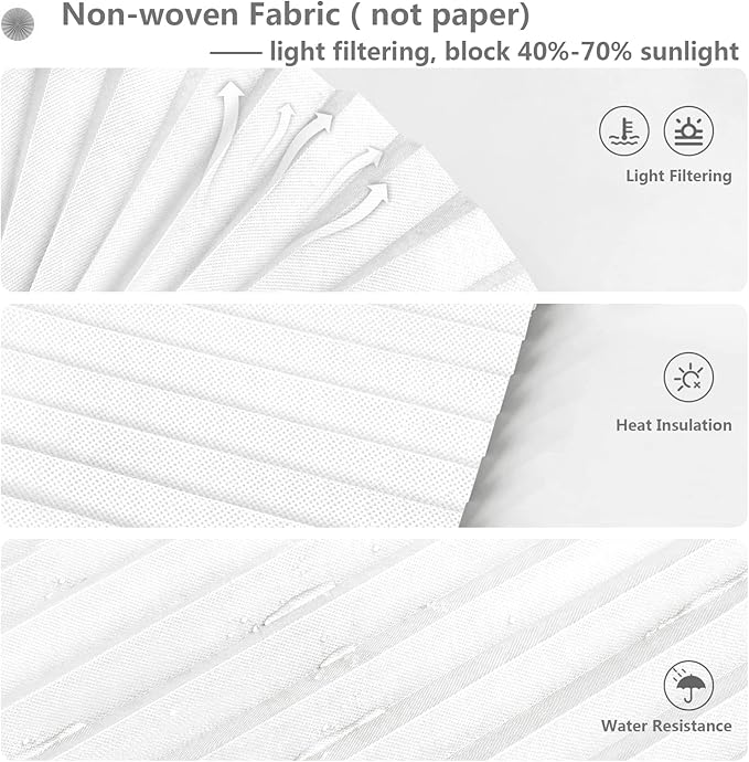 curtain,Stick On Blinds for Windows, No Drill Blinds, No Drilling Door Blinds, Light Filtering Pleated Waterproof Paper Blinds and Shades, Clip On Waterproof Blinds for Kitchen Patio Bathroom