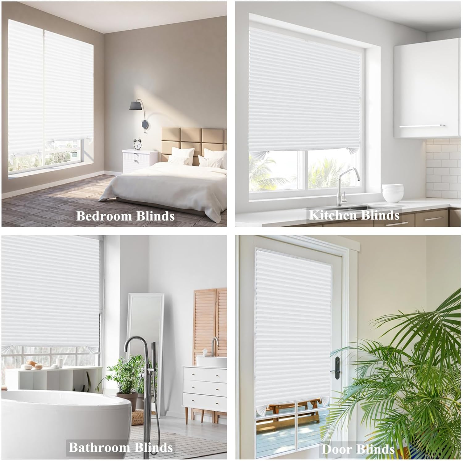 curtain,Stick On Blinds for Windows, No Drill Blinds, No Drilling Door Blinds, Light Filtering Pleated Waterproof Paper Blinds and Shades, Clip On Waterproof Blinds for Kitchen Patio Bathroom