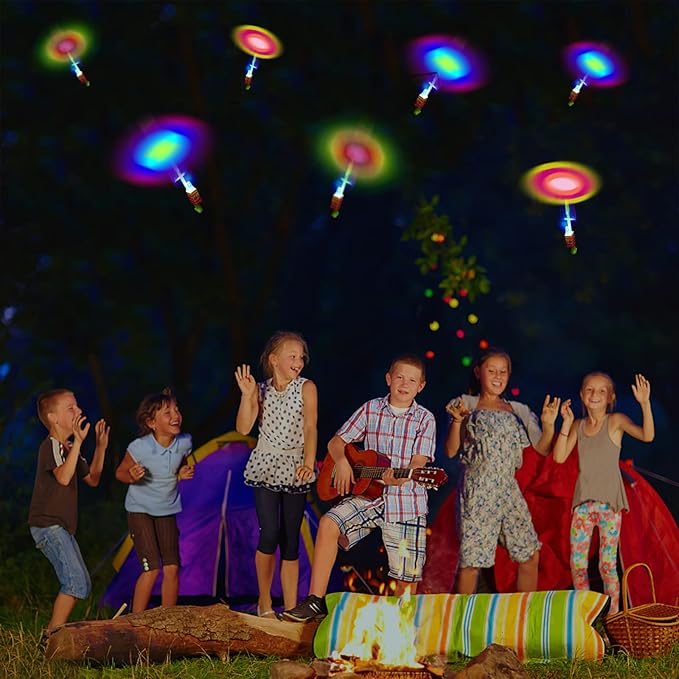 4 Sets LED Flying Toy Set, 4 Slingshot+4 Glow Helicopter-8 Pcs, Kids Outdoor Flying Toys, Glow in the Dark Party Supplies Party Favors, Children Toys for Kids 4-8 & 8-12 Years Old