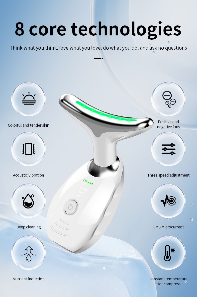 Medical 7‑in‑1 Face Neck Lifting Massager, LED Light Therapy Microcurrent Face Care Product, Anti‑Aging Skin Tightening Beauty Device for Wrinkle Reduction & Double Chin Contouring